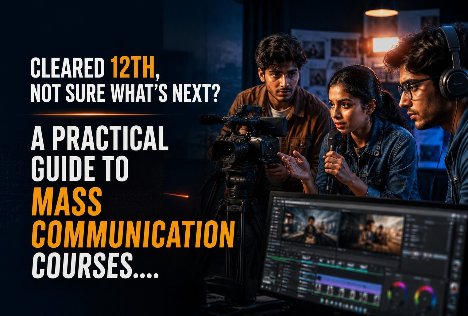 Students discussing mass communication course options after 12th at DGMC Mumbai